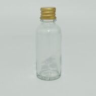 CAM ŞİŞE 30CC-SİLİNDİR MODEL +METAL KAPAK+PLASTİK TIPA+GOLD KAPAK - Görsel 1